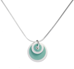 Halsband, dubbel berlock - vit/ljus turkos