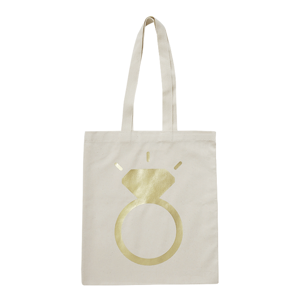 Hemmet - Tygpåsar - bokstäver & text - Tygpåse med text - Naturvit tygpåse - RING, GULD